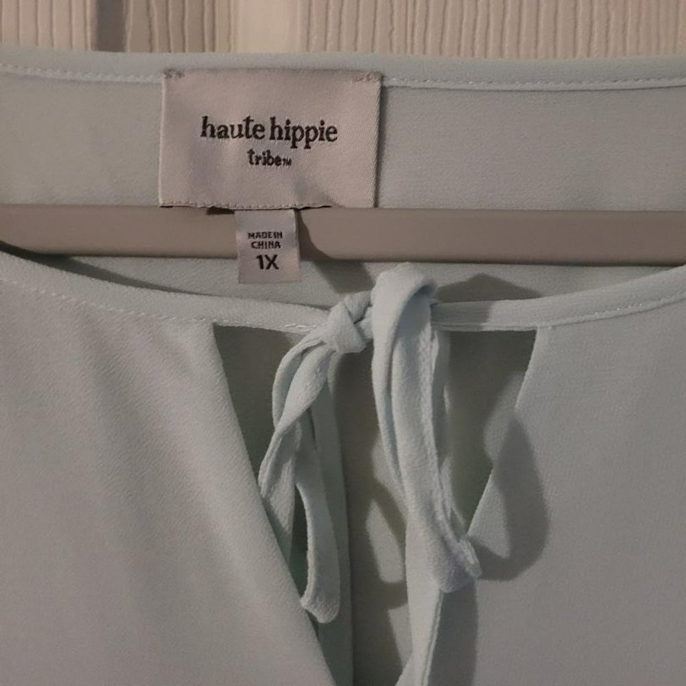Haute Hippie mint green long sleeve shirt, size 1x